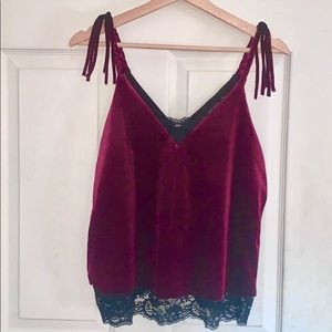 🍷✨ Zara Wine Red and Black Lace Cami